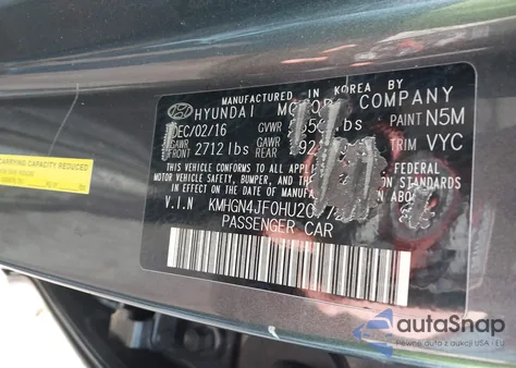 2017 Genesis G80 5.0 Ultimate z USA, uszkodzony, nr VIN KMHGN4JF0HU207725